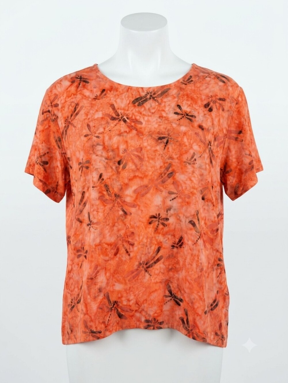 Go Fish Vintage Orange Dragonfly Short-Sleeve Top